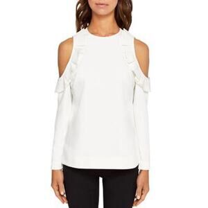 Ted Baker Steffe Ruffle Cold shoulder Top Ivory Career Business Frill Small Read